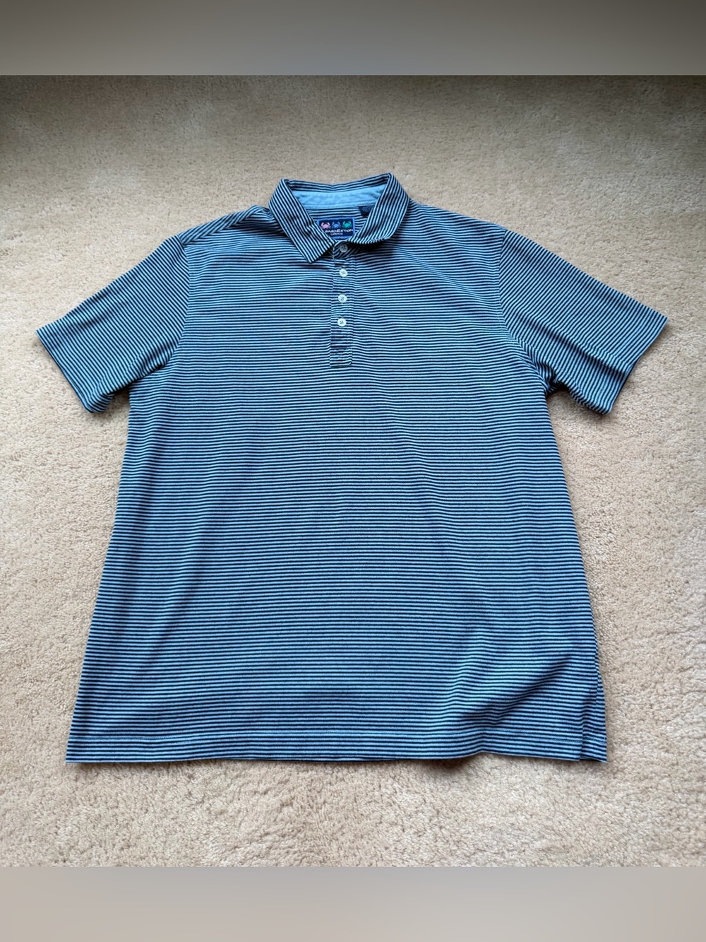 Charleston Threads Men’s Blue Striped Polo Shirt - Size XL - VGUC - Cotton/Poly